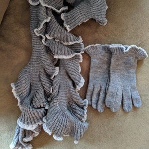 Gray Scarf and glove set